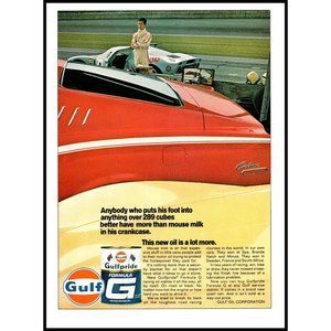 1968 Gulf Gulfpride Formula G Motor Oil Vintage Print Ad Mercury Cyclone Fort GT